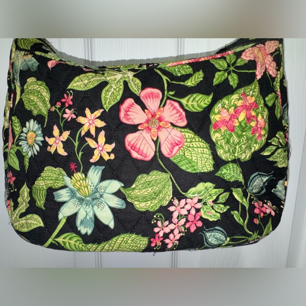 Vera Bradley New Hobo Shoulder Bag Floral Black Botanica Retired Spring 2007 - Picture 4 of 6